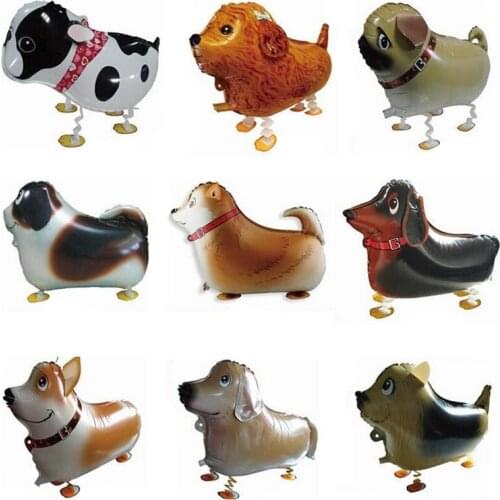 1PCS Walking Pet Dog Foil Balloons Pug Poodle Bulldog Inflatable Air Balloon For Baby Shower Kids Birthday Party Decorations