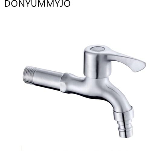 1pc Lengthen 304 Stainless Steel Washing Machine Faucet Mop Pool Multi-function Quick Open 4 Points Tap