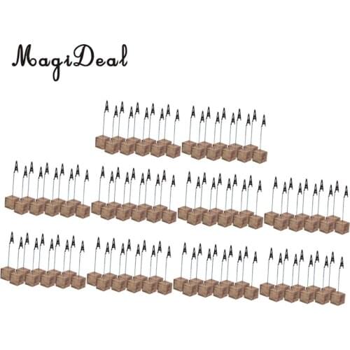 100Pcs Rustic Fire Wood Base Photo Clip Wedding Table Place Card Holder