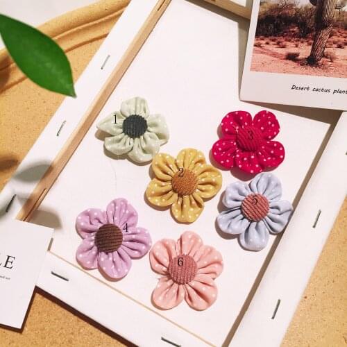 15pcs/Lot 4.5cm DIY Handmade Wave point five petal flower Padded Patches Appliques For Clothes Hair Decoration