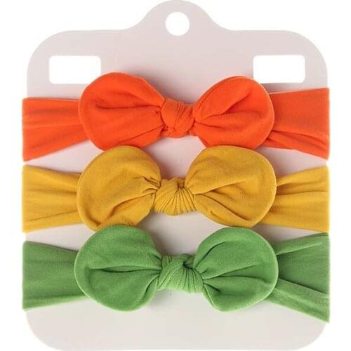 3Pcs/Set Baby Nylon Bows Headband Infant Newborn Turban Elastic Hair Band Girls Solid Colored Headband Headwear Hair Accessories