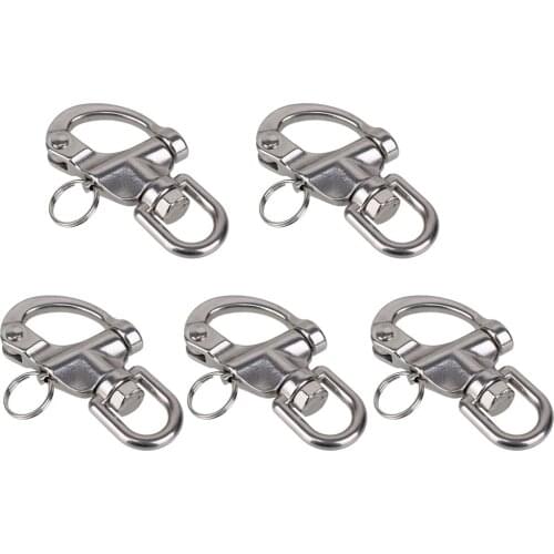 5pcs 304 Stainless Steel Snap Shackle with Small Swivel Bail Marine Boat Hardware