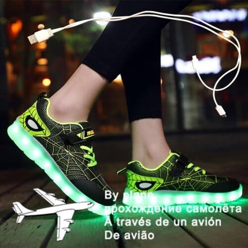 Size 26-37 Kids Led USB Recharge Glowing Shoes Childrens Hook Loop Shoes Childrens Glowing Sneakers Kids Led Luminous Shoes