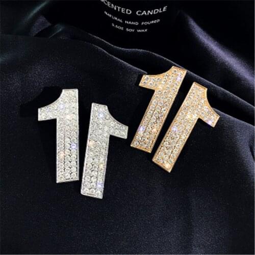 Exknl Fashion Big Long Korean Stud Earrings For Women Bridal Letter Number 1 Wedding Earrings Party Wholesale 2021 Jewelry New