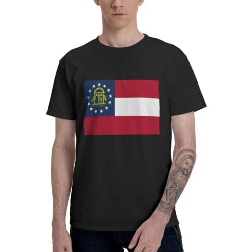 Georgia Flag T Shirt Mens Cotton Printed T-shirts Graphic Tshirt Short Sleeve Georgian World Flag Tee Top