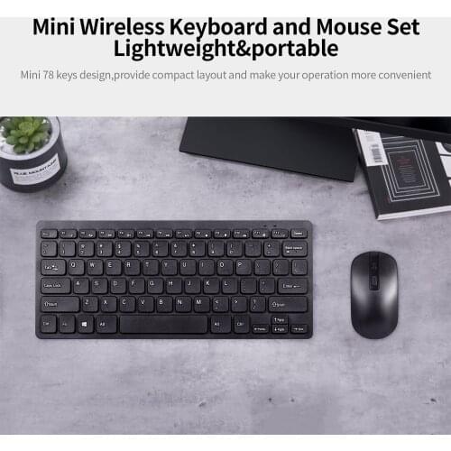 KM901 2.4G Wireless Keyboard Mouse Combo 78 Key Mini Ergonomic Design Keyboard and Mouse Set Portable Office Combo for PC Tablet