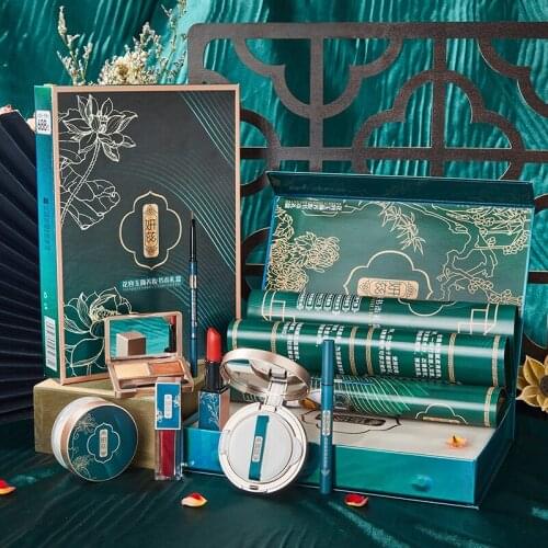 Makeup Cosmetic Set Oriental Beauty Gift Box Velvet Lipstick Air Cushion Concealer Loose Powder Eyeliner Eyebrow Eye Shadow Kit