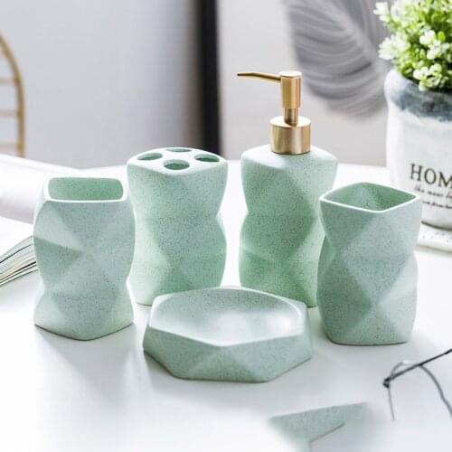 Five-Piece Bathroom Creative Irregular Tooth Cup Lotion Bottle Soap Box Toothbrush Holder Toilet Set Bathroom Accessories