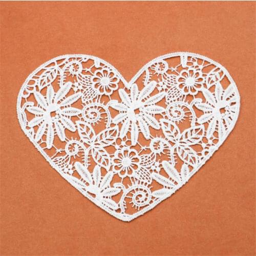 DoreenBeads 2018 Hot Sale Embroidered Collar Lace White Heart Shape Neckline High-end Wedding Dress Women Shirts Supplies 1PC