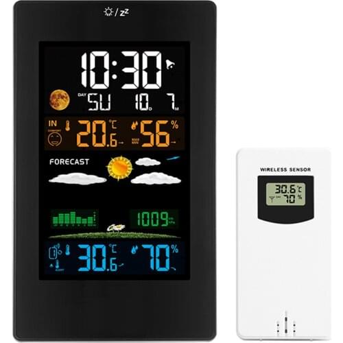 FJ3389 Digital Clock Weather Station Display Alarm Calendar Clock Function Thermometer Wireless Temperature Humidity Meter