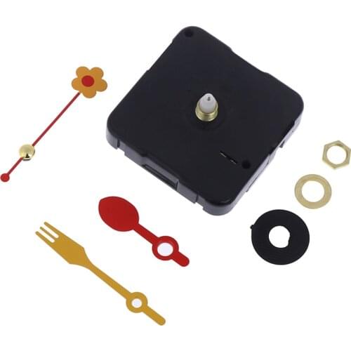 Cute Quartz Clock Movement Kit Spindle Mechanism Replacement Repair Parts With Flower Folk Spoon Hands