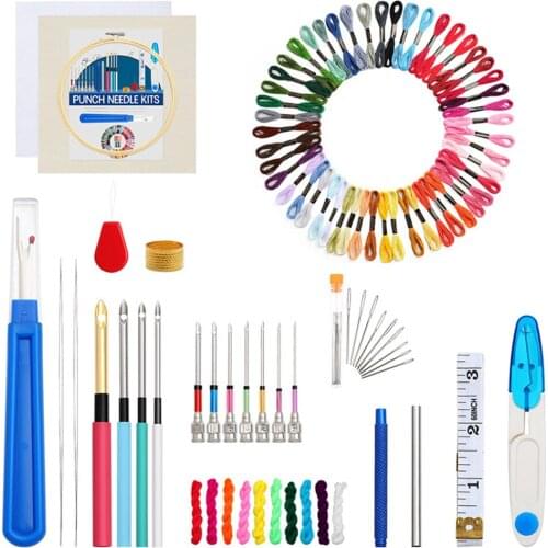 Russian Embroidery Tool Box DIY Poke Embroidery Accessories Sewing Kit 50 Color Embroidery Tool Box Line Set for Children/adult