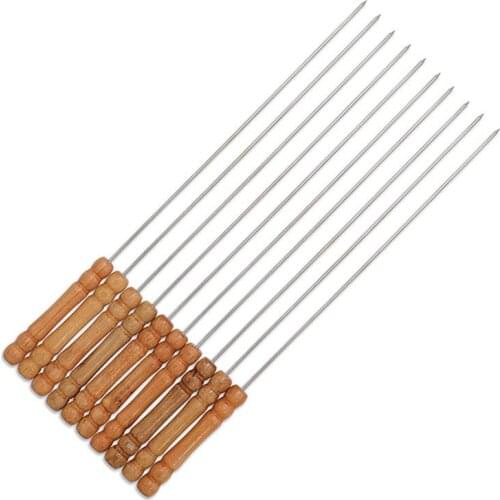 10PCS 30cm BBQ Skewers Stainless Steel Camping Grill Sticks Set For Outdoor Camping Picnic BBQ Barbecue All Grilling Foods
