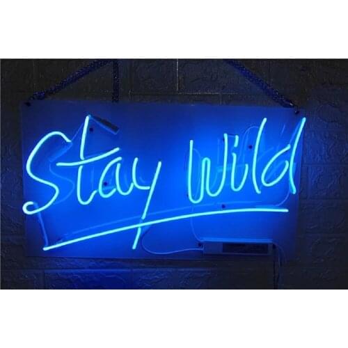 14“x8" Stay Wild Acrylic Custom Neon Light Lamp Sign Beer Bar Handmade Real Glass Decorate Home Wall Room Windows Tube Artwork