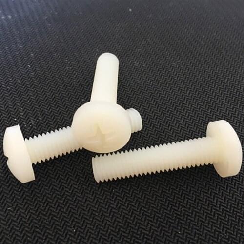 M2 M2.5 M3 M4 size nylon screw phillips round head bolt full thread pitch Insulation corrosion resistant white 4mm-40mm long