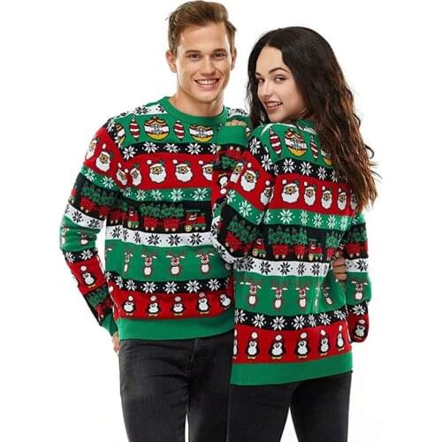 New Women Christmas Santa Claus Jumper Sweaters Oversized Top Pullovers Sweaters Autumn Winter Warm Couple Outfit Sweaters