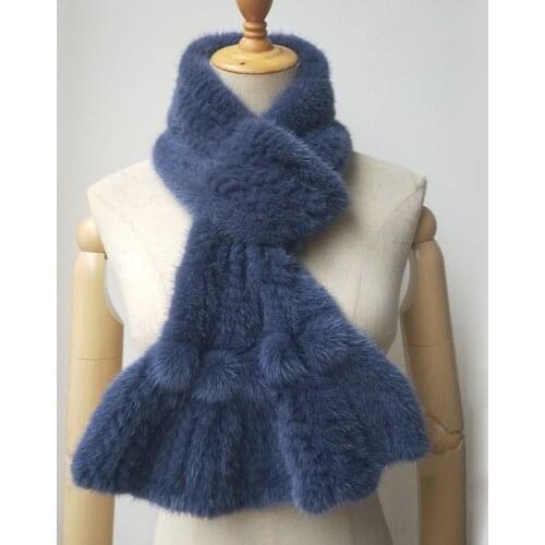 2021 New Arrival Real Mink Fur Scarf Fashion Warm Thick Genuine Mink Fur Scarves Female Yellow Fluffy Real Mink Fur Neck Warmer