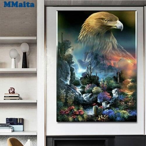 New Year Gift Diamond Painting Fantasy forest eagle landscape Full Square round Diamond Embroidery Diamond Cross Stitch GG5563