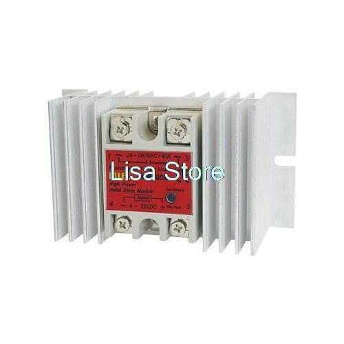 Single Phase Solid State Relay HPR-40DA AC 24-380V 4-32V DC w Hheat Sink