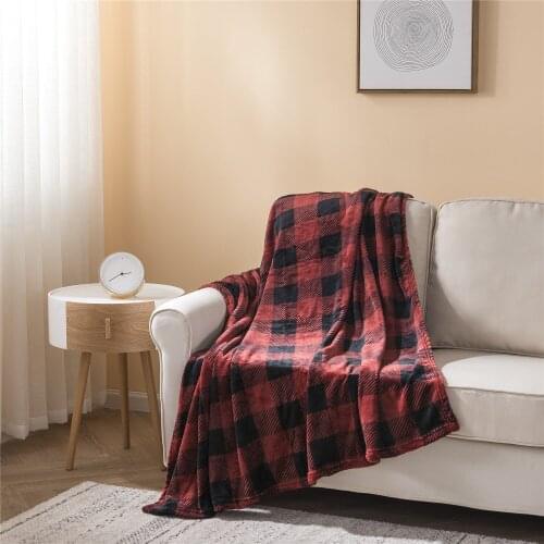 Throw Blanket For Beds Winter Plaid Sofa Embossed Soft Coral Fleece Fabric Picnic Printed Customed Envelope Letter Comfortable