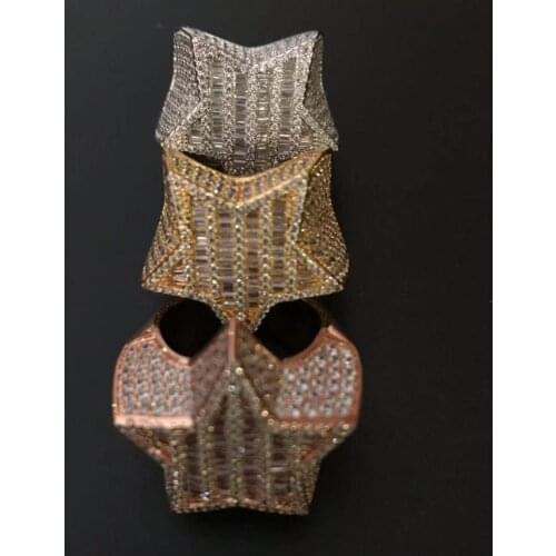 Hip hop cubic zirconia diamond simple 18k gold rings