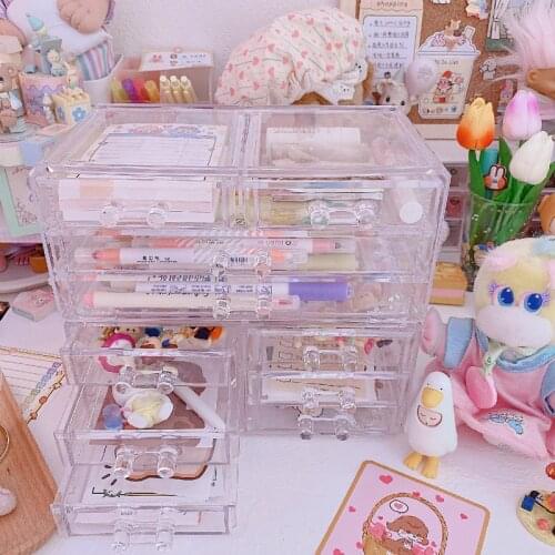 Transparent acrylic multi-layer drawer cosmetic storage box Desktop creative jewelry storage box case makeup cosmetic organizer