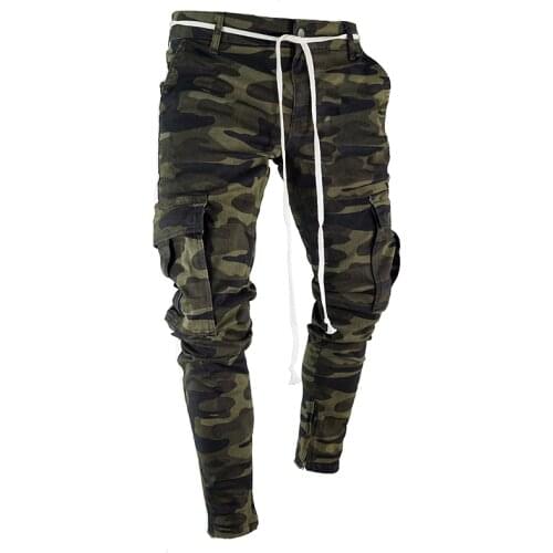 Drop shipping Camouflage Streetwear Harem Mens Pants Casual Slim Fit Sweatpants Men Multi-pocket Camo Mens Joggers Pants LBZ24