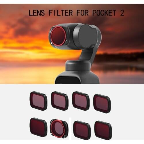 Adjustable Filter for DJI Osmo Pocket 2 Handheld Gimbal Camera ND4 8 16 32-PL Waterproof Antifouling Optical Glass Accessories