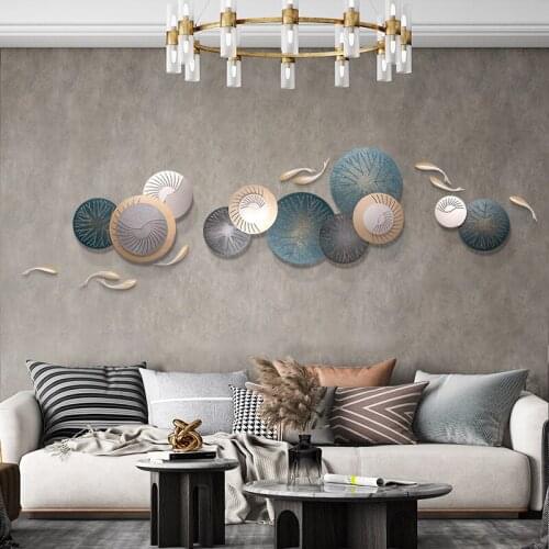 Modern Wrought Iron Round Plate Wall Painting Home Livingroom Wall Sticker Decoration Hotel Club Cinema Wall Mural Accessories