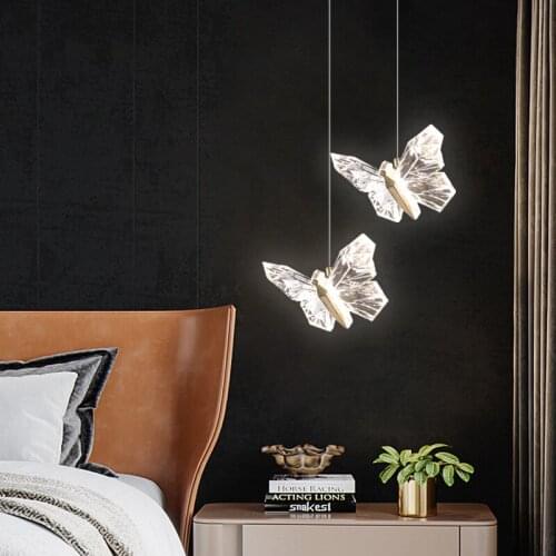LED Butterfly Pendant Lights Nordic Indoor Lighting Living Room Decoration Hanging Light Bedside Corridor Stairs Wall Lamp