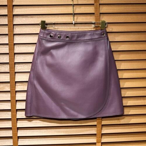 Female High Waist Skirts Womens Summer Skirts 2021 Genuine Sheepskin Leather Skirt Woman Short Skirt Vrouw Rokken Zjt2449