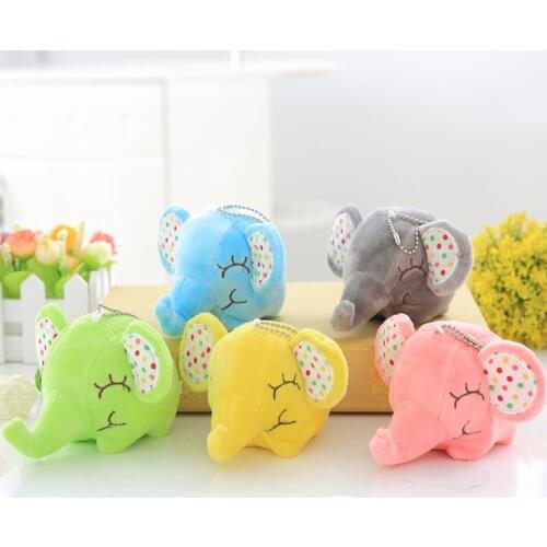 10PCS 10cm Colorful Elephant Decoration Favorite Bag Plush Mini Pendant Keychain Doll Ring Toy