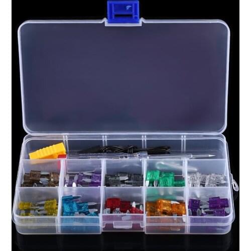 100Pcs/Set Car Fuses 2A 3A 5A 7.5A 10A 15A 20A 25A 30A 35A Assortment Mini Blade Fuse Set Kit For Car Auto Truck SUV Fuse w/ Box