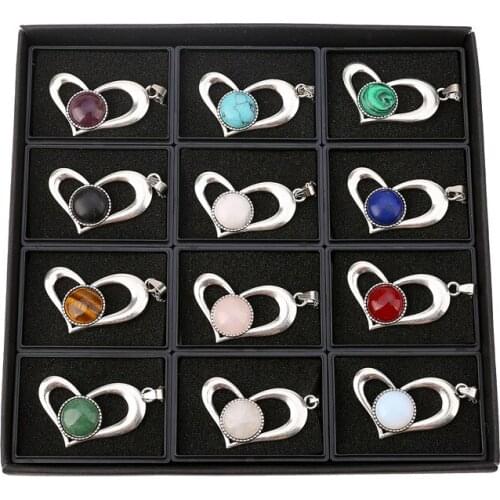 12pc New Arrivals Hot Fashion Crystal Peach Heart Pendant Necklaces For Women Jewelry