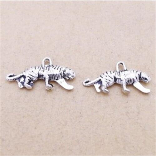 150Pcs/lot Vintage Silver Tiger Charms 11*22MM Animal Charms for Keyring Key Chain Accessories