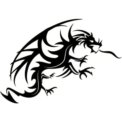22*15.3CM Cool Car Body Stickers Dragon Mythical Creature Car Styling Decal Accessories Black/Silver C9-0868