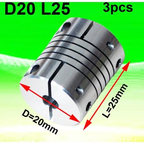 3pcs CNC coupler ID 4 5 6 6.35 7 8mm Aluminium Stepper Motor Flexible Shaft coupling