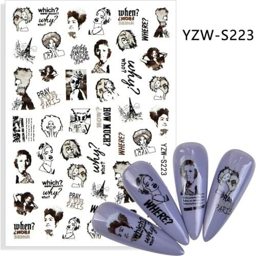 The New 3D Nail Sticker Portrait stickers for nail Foil Flower Fruit Design Nails Accessories Fashion Manicure Sticker