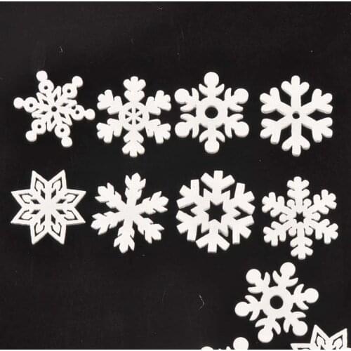 50pcs Mixed Wood Slices Christmas Snowflake Crafts For DIY Handmade Accessories Scrapbook Wooden Home Decoration Ornament M2160