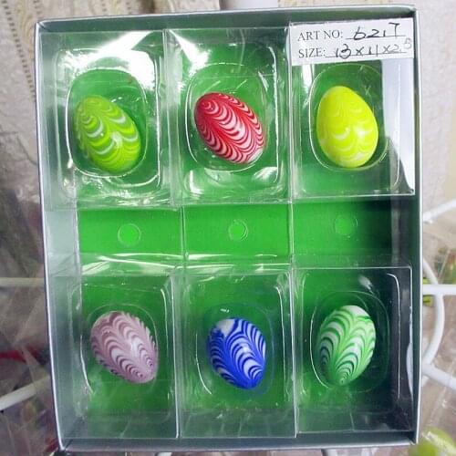 6pc Factory Custom garden landscape decoration Murano hand made lampwork glass crafts colorful miniature cute easter eggs