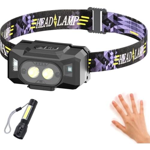 600LM XPG LED Riding Headlamp Motion Sensor Fishing Running Head Torch Light 18650 USB Camping Lantern 6Modes Warning Light