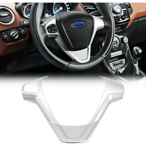 ABS Chrome carbon fiber Steering Wheel Cover Sequin Trim Sticker for Ford New Fiesta MK7 2009-2017 Ecosport 2012-2017