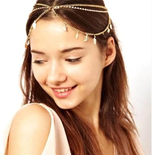 Bohemian leaves Metal Crystal Bridal Hair Accessories new elegant headdress chain Hair Jewelry Wedding hairstyle headdress
