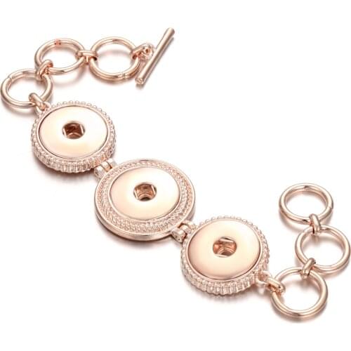 Rose Gold Snap Button Bracelet Bangles Newest Design Snap Chain Bracelet Zinc Alloy Charm Bracelets 18mm Snap Button Jewelry