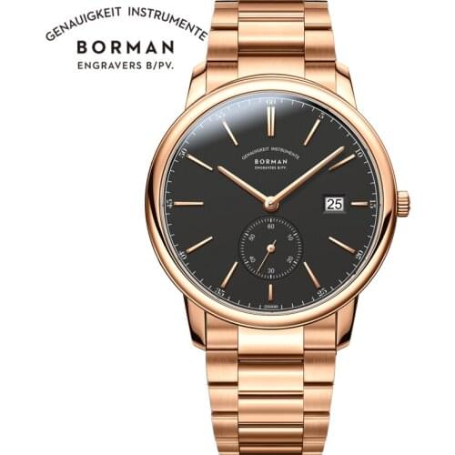BORMAN Men Clock Top Brand Luxury Rose Golden Stainless Steel Waterproof 50M Mens Watch Mechanical Automatic Business Watches