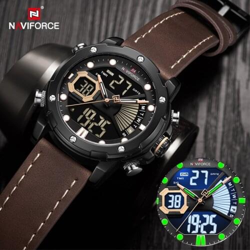 NAVIFORCE Watches Mens 2020 Luxury Military Sport Wateproof Quartz Wrist watch LED Digital Analog alarm Clock Relogios Masculino