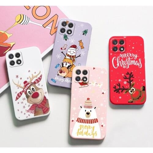 Cartoon Christmas Deer Phone Case For Samsung Galaxy A22 Cover Soft Silicone TPU New Year Funda For Samsung A22 A 22 4G 5G Couqe