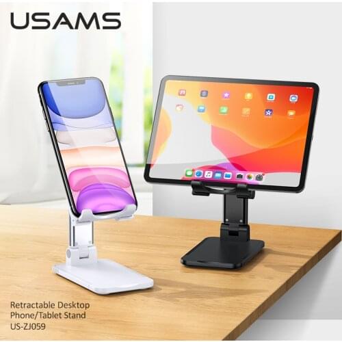 USAMS Phone Holder Stand for iPhone 11 Xiaomi mi 9 Metal Phone Holder Foldable Retractable Phone Stand Desk For iPhone 7 8 X XS