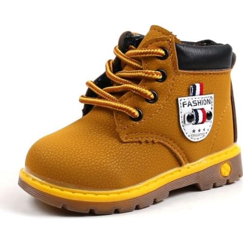 Kids Fashion Boots 2018 Autumn Shoes Toddler Boy Boots Leather Waterproof Children Shoes Martin Boots Baby Girl High Quality