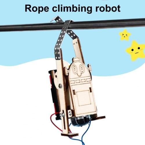 Wooden DIY Electric Rope Climbing Robot Kit Exercise Practical Ability Toy Physics Science Experiment Toys Gift for Kids